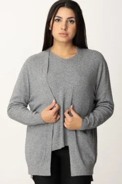 Manila Grace Cardigan Basic Senza BottoniCEMENTO