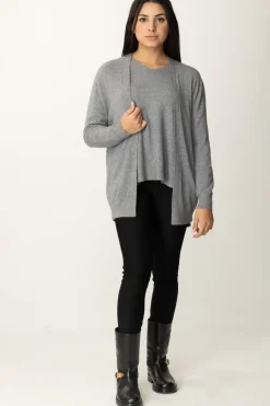 Manila Grace Cardigan Basic Senza BottoniCEMENTO