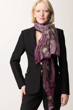 Manila Grace Foulard Trapezio Stampato In Cotone e SetaPRUGNA