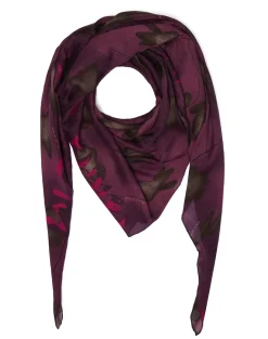 Manila Grace Foulard Trapezio Stampato In Cotone e SetaPRUGNA