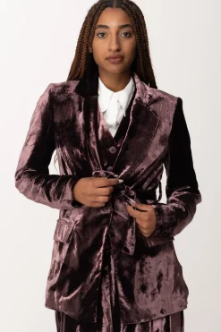 Manila Grace Giacca Blazer In Velluto con FusciaccaMALVA