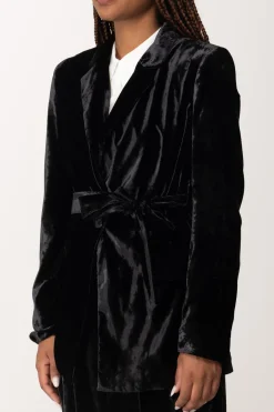 Manila Grace Giacca Blazer In Velluto con FusciaccaNERO
