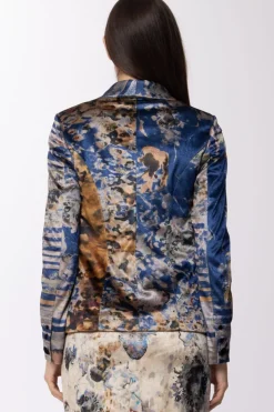 Manila Grace Giacca In Velluto Stampa FantasiaBLU