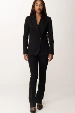 Manila Grace Giacca Monopetto con Bottone DecentratoNERO