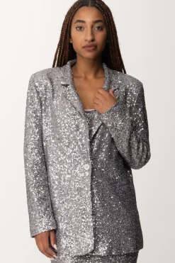 Manila Grace Giacca Monopetto Full-paillettesMETAL GRAY