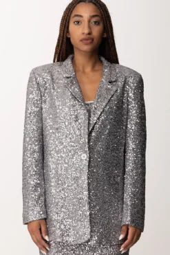 Manila Grace Giacca Monopetto Full-paillettesMETAL GRAY