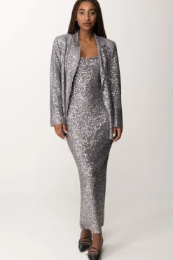 Manila Grace Giacca Monopetto Full-paillettesMETAL GRAY