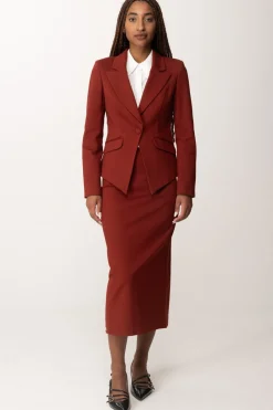 Manila Grace Giacca Monopetto Sfiancata con TascheSIENA BROWN