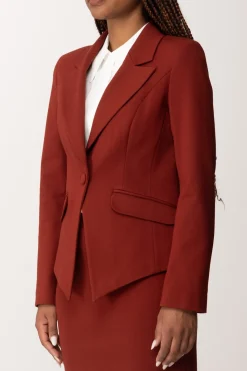 Manila Grace Giacca Monopetto Sfiancata con TascheSIENA BROWN