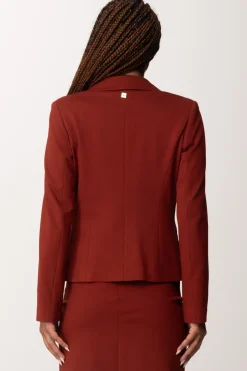 Manila Grace Giacca Monopetto Sfiancata con TascheSIENA BROWN