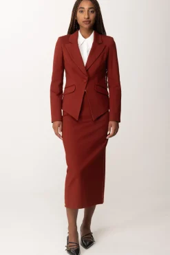 Manila Grace Giacca Monopetto Sfiancata con TascheSIENA BROWN