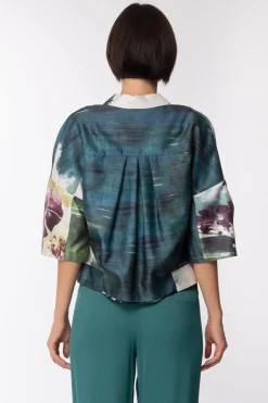 Manila Grace Giacca Tre Quarti con Stampa FlorealeVAR.UNICA