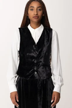 Manila Grace Gilet Aderente In VellutoNERO