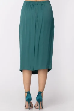 Manila Grace Gonna a Matita con Elastico In VitaVERDE PERSIANO