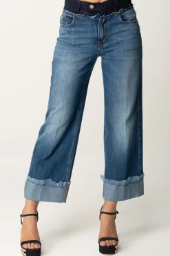 Manila Grace Jeans a Vita Alta con RisvoltoMEDIUM BLUE