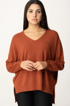 Manila Grace Maglia Asimmetrica con Scollo a VSIENA BROWN