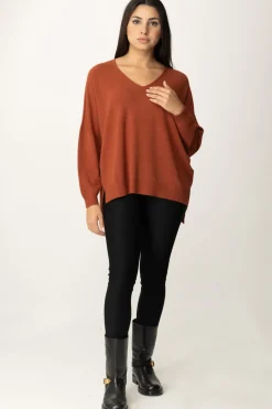 Manila Grace Maglia Asimmetrica con Scollo a VSIENA BROWN