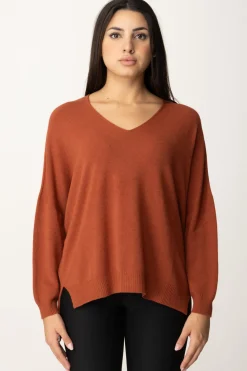 Manila Grace Maglia Asimmetrica con Scollo a VSIENA BROWN