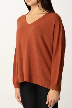 Manila Grace Maglia Asimmetrica con Scollo a VSIENA BROWN