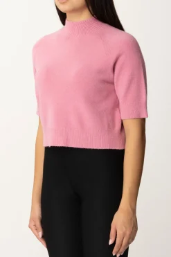 Manila Grace Maglia Collo Alto Crop con Manica CortaBUBBLE