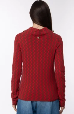 Manila Grace Maglia Fantasia Jacquard Collo a Vulacano con Bottoni DoratiBORGOGNA