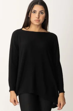 Manila Grace Maglia Poncho AsimmetricaNERO