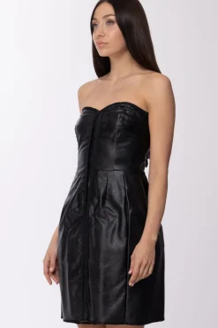 Manila Grace Mini Abito Da Sera Bustier In EcoppelleNERO