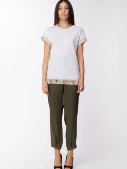 Manila Grace Pantalone In Raso Vita Alta MorbidoOLIVA