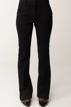 Manila Grace Pantaloni a Zampa con Placca LogoNERO