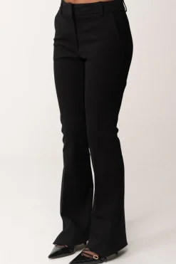 Manila Grace Pantaloni a Zampa con Placca LogoNERO