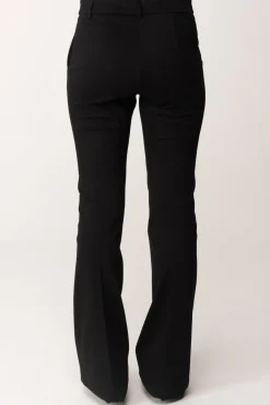 Manila Grace Pantaloni a Zampa con Placca LogoNERO