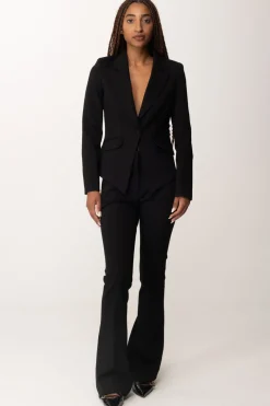 Manila Grace Pantaloni a Zampa con Placca LogoNERO