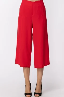 Manila Grace Pantaloni Crop Ampi Vita BassaROSSO
