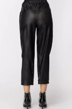 Manila Grace Pantaloni Ecopelle Traforati con CoulisseVAR.UNICA