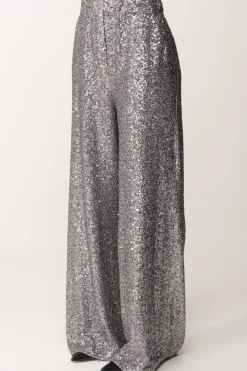 Manila Grace Pantaloni Palazzo Full-paillettesMETAL GRAY