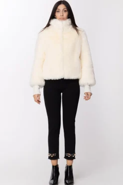 Manila Grace Pantaloni Sfrangiati con Perle Alla CavigliaNERO