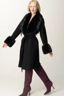 Marciano By Guess Cappotto Liliana con Frange e PellicciaJET BLACK MULTI