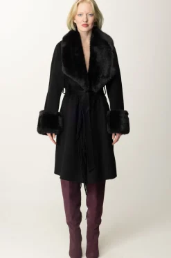 Marciano By Guess Cappotto Liliana con Frange e PellicciaJET BLACK MULTI