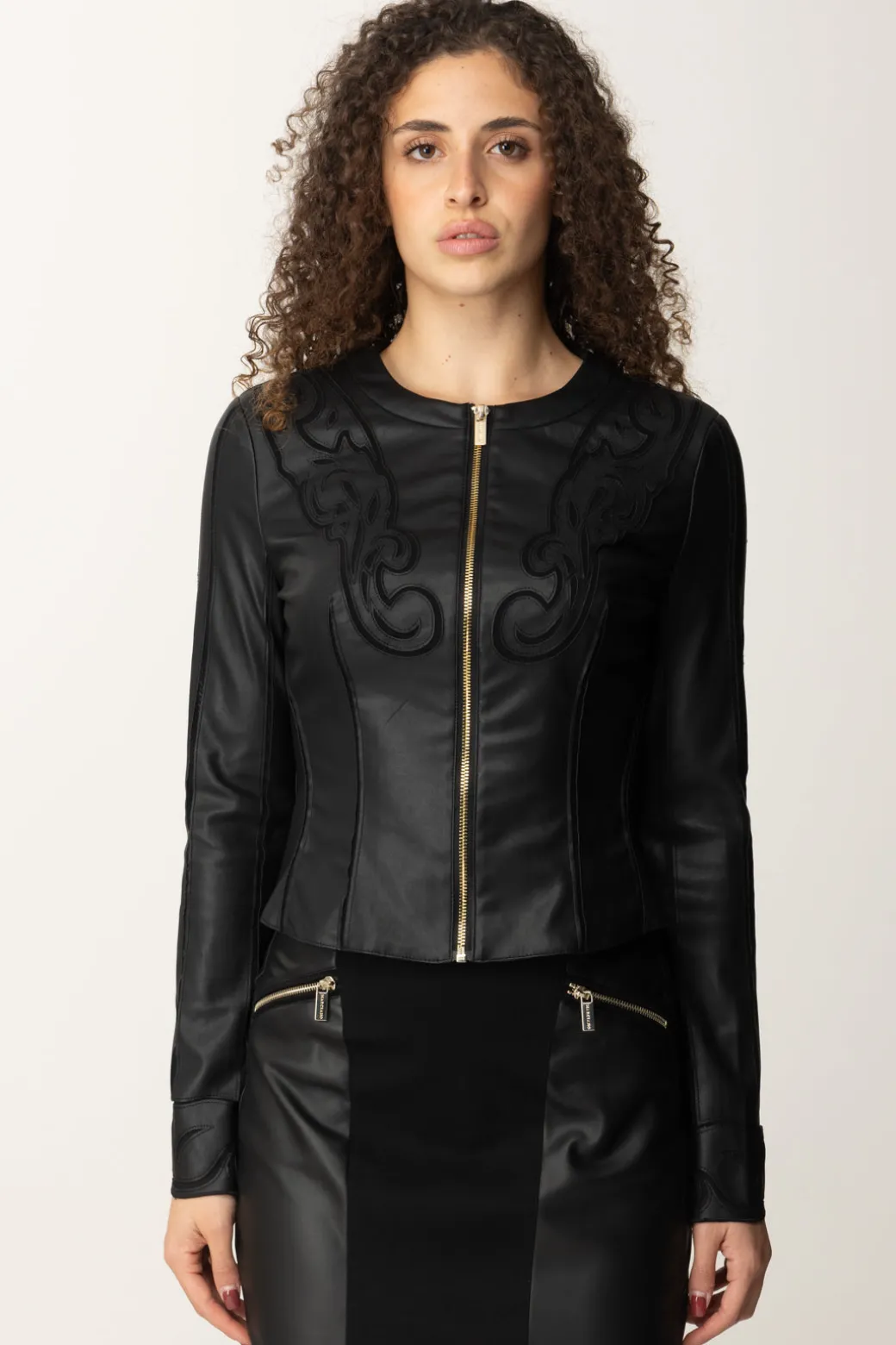 Marciano By Guess Giacca In Pelle con Ricami MelindaJET BLACK A996