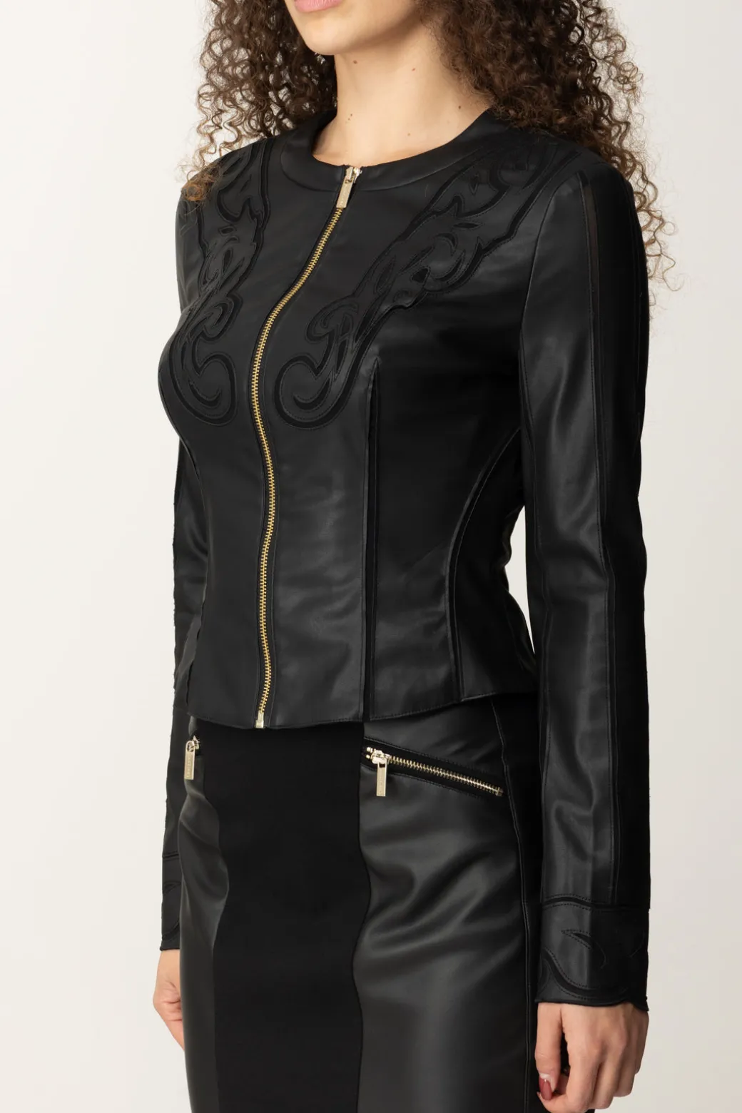 Marciano By Guess Giacca In Pelle con Ricami MelindaJET BLACK A996