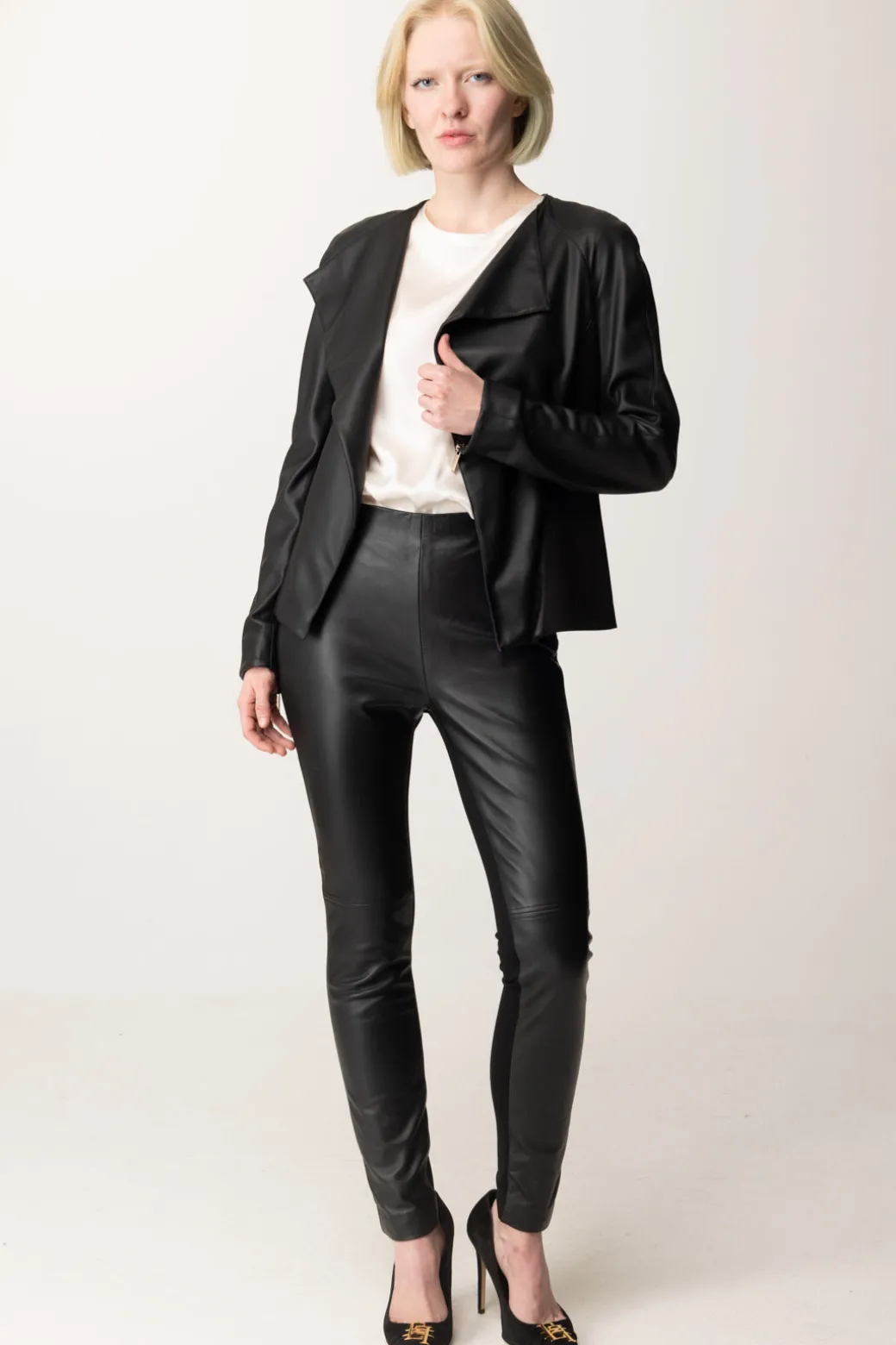 Marciano By Guess Giacca Anny In Ecopelle con InsertiJET BLACK A996