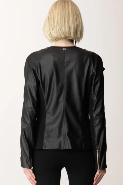 Marciano By Guess Giacca Anny In Ecopelle con InsertiJET BLACK A996