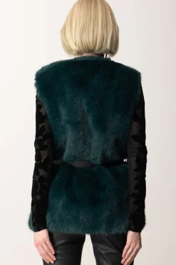 Marciano By Guess Pelliccia Gilet Chloe con CinturaFERN MOSS GREEN MULT