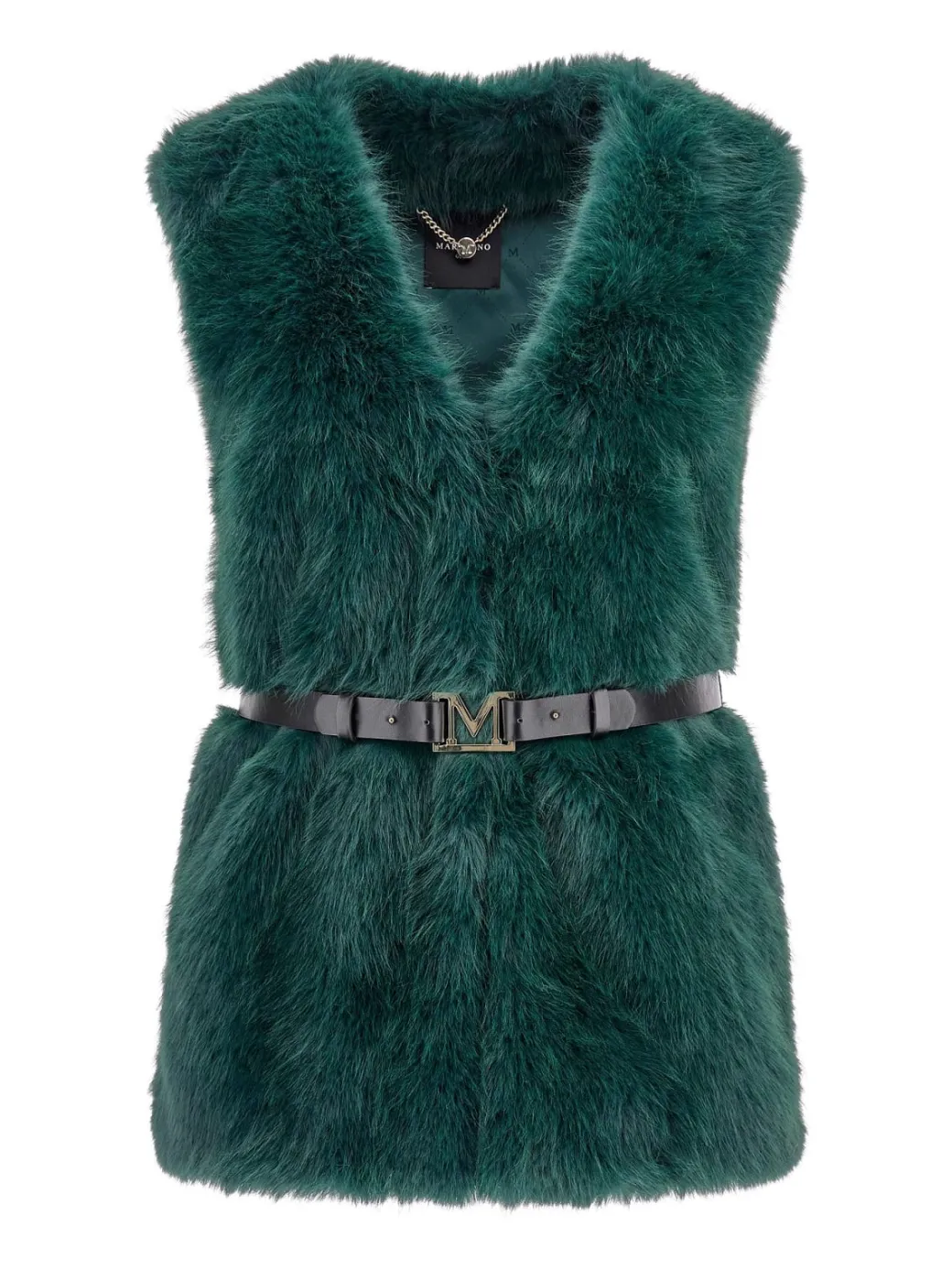 Marciano By Guess Pelliccia Gilet Chloe con CinturaFERN MOSS GREEN MULT