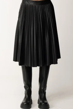 Marco Bologna Gonna In Pelle PlissettataBLACK
