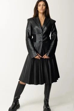 Marco Bologna Gonna In Pelle PlissettataBLACK