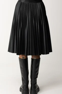 Marco Bologna Gonna In Pelle PlissettataBLACK