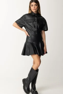 Marco Bologna Mini Abito Chemisier Effetto PelleBLACK