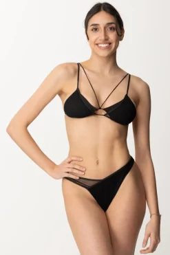 Me Fui Bikini Triangolo con Inserti In TulleBLACK