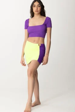 Me Fui Top Color Block In Lycra GoffrataPURPLE